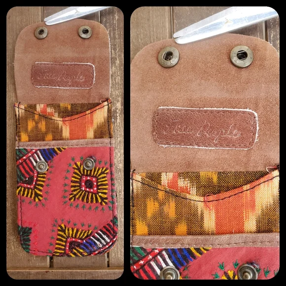 🔮🎱 Free People Boho Embroidered Repurposed vtg banjara hippie Wallet card case - Picture 4 of 12